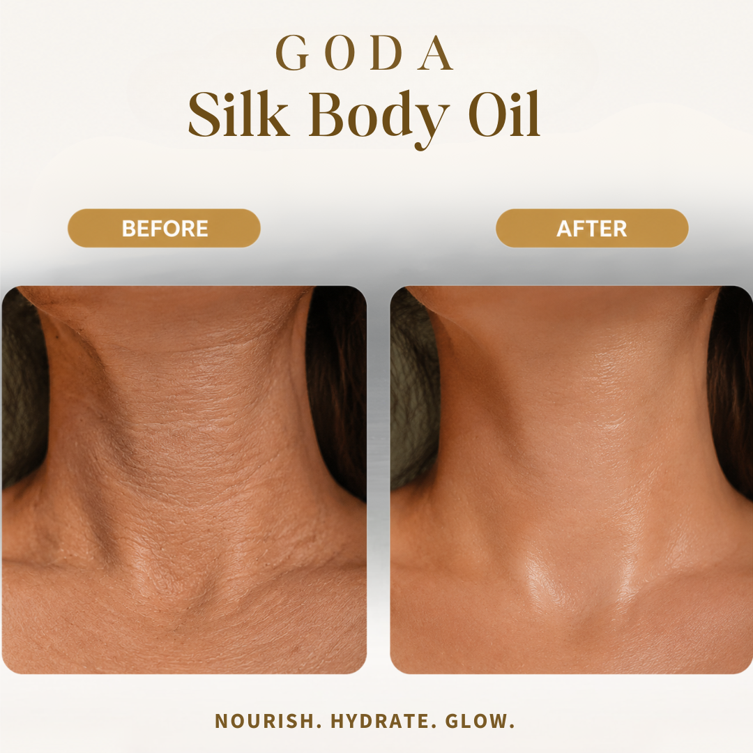 GODA Silk Body Oil – Pheromone Infused – Nourish, Hydrate & Glow – With Jojoba, Argan & Almond Oils – Firms & Smooths Crepey Skin – Non-Greasy, Fast-Absorbing – For Dull, Dehydrated, Sagging Skin