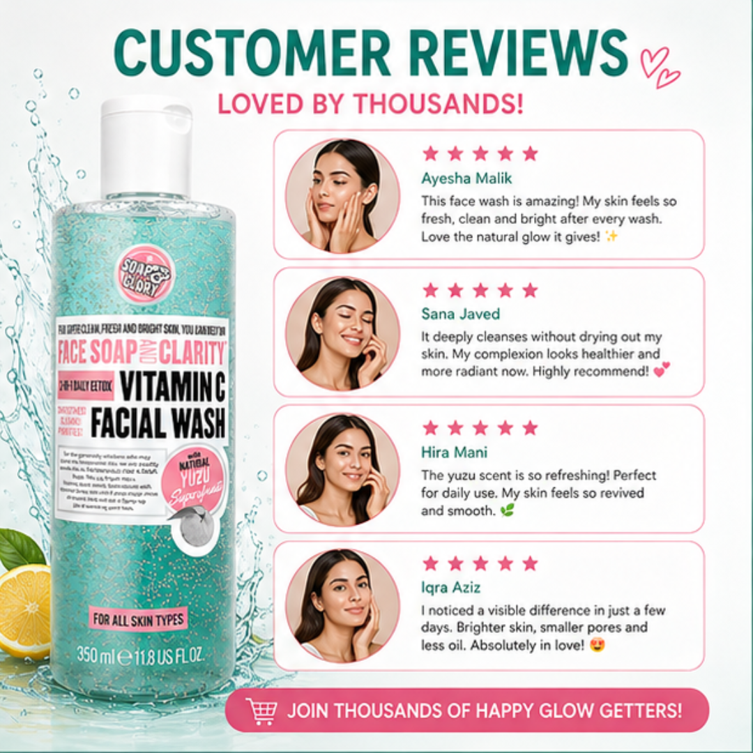 Vitamin C Facial Wash with Natural Yuzu & Mint – 3-in-1 Daily Detox – Brightens Dull Skin, Deeply Cleanses & Removes Impurities, feels cool & fresh – For Super Clean, Fresh & Bright Skin
