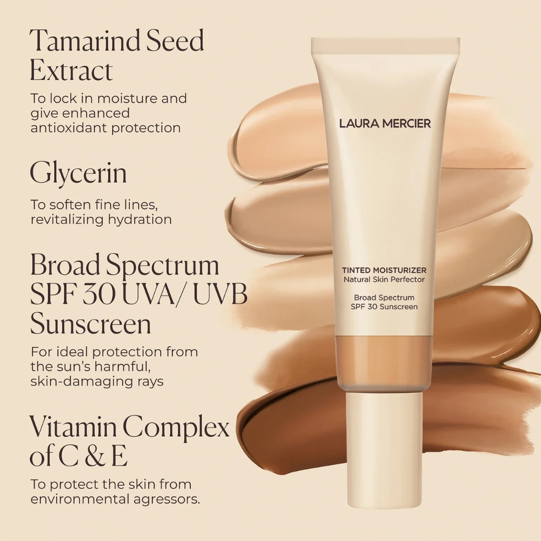 LAURA MERCIER Tinted Moisturizer Natural Skin Perfector – Crème Teintée – Hydration, Buildable Coverage & SPF 30 – Natural, Dewy Finish – Evens Skin Tone, Smooths Texture – Lightweight, Dermatologist Tested