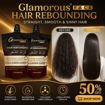 Glamorous Face Hair Rebounding Kit – Straight, Smooth & Shiny Hair – Collagen Care Formula – Includes Straightener + Neutralizer – Salon Treatment at Home – For Frizzy, Dry, Unmanageable Hair