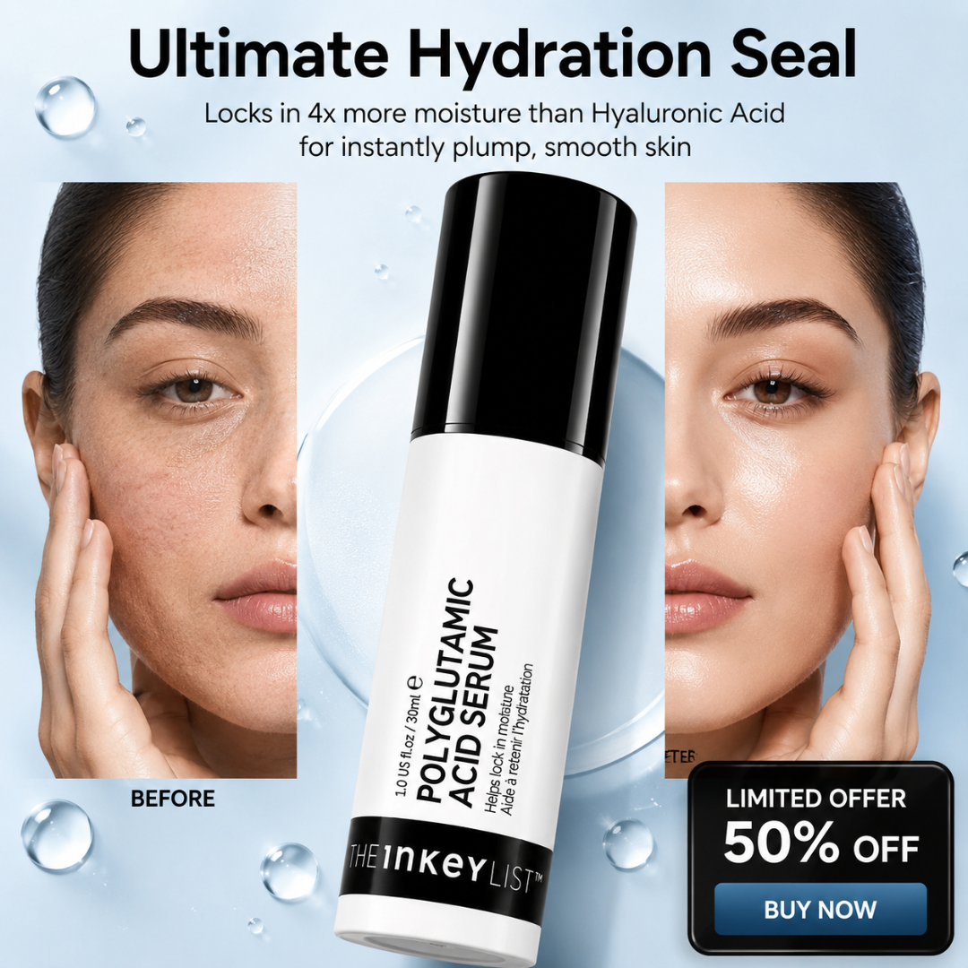 The Inkey List Polyglutamic Acid Serum – 50% OFF – Ultimate Hydration Seal – Locks in 4x More Moisture than Hyaluronic Acid – Instantly Plumps & Smooths Skin
