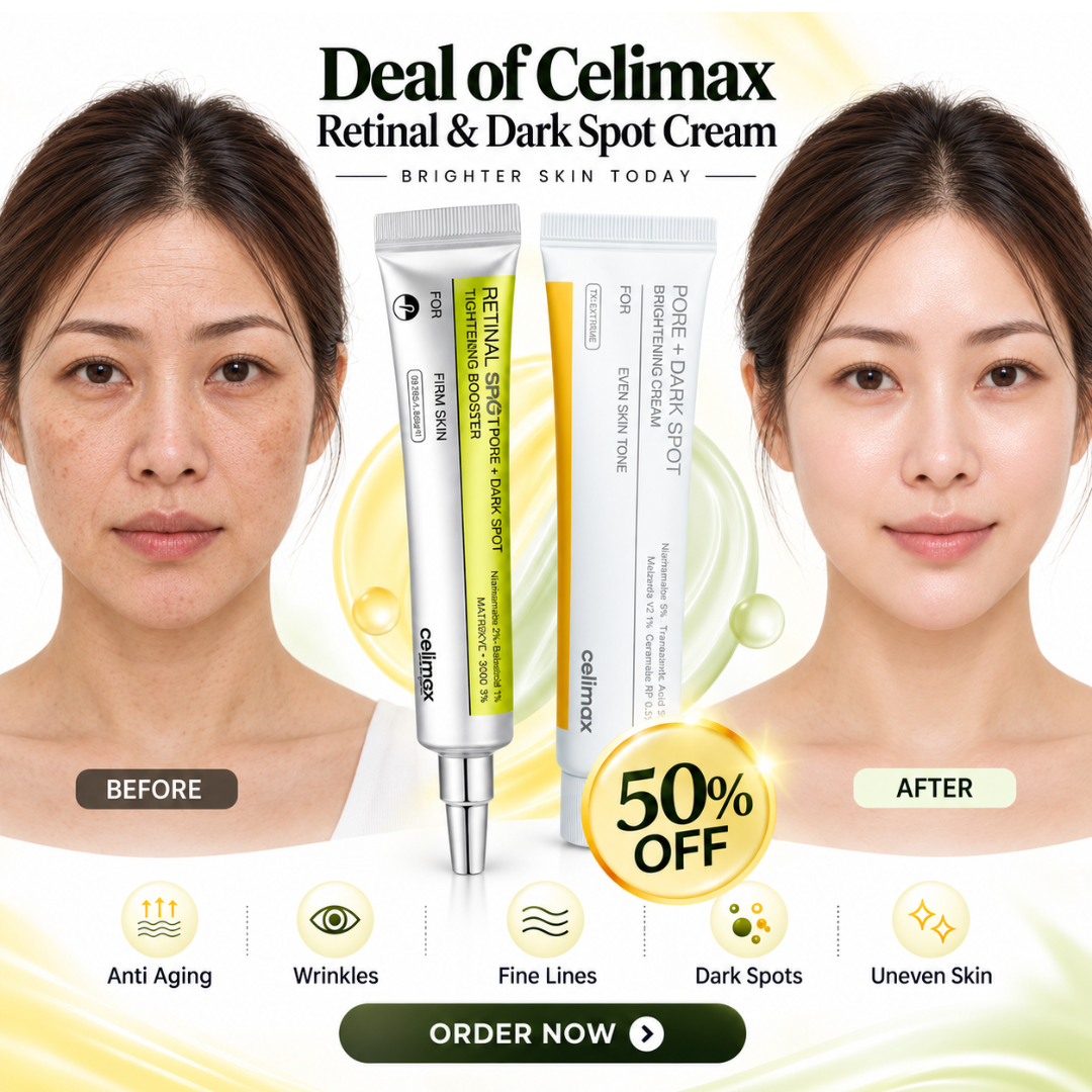 Celimax Brightening Duo ( Retinal Cream + Dark spot corrector cream ) - Reduce wrinkles, Smile lines & Fade dark spots & pigmentation - Best for All skin types