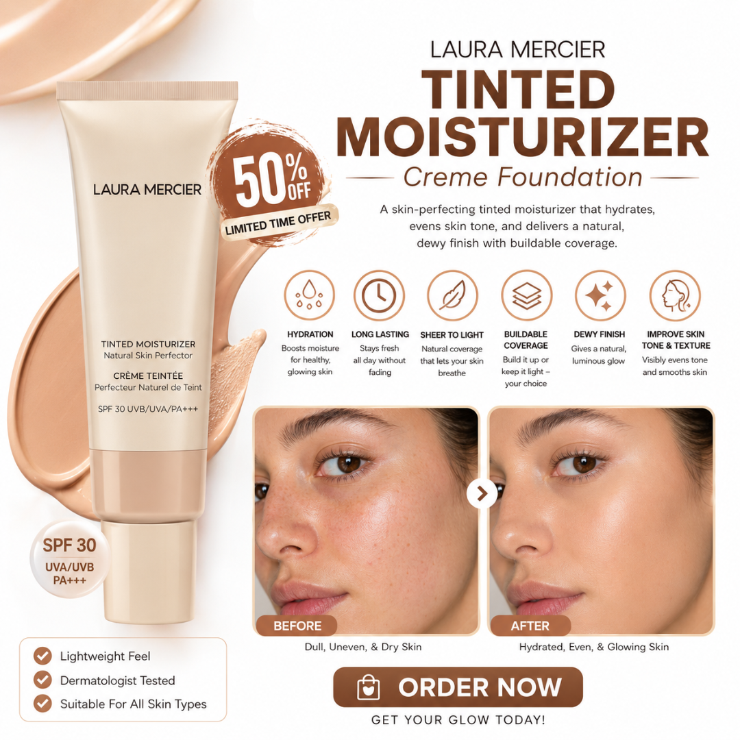 LAURA MERCIER Tinted Moisturizer Natural Skin Perfector – Crème Teintée – Hydration, Buildable Coverage & SPF 30 – Natural, Dewy Finish – Evens Skin Tone, Smooths Texture – Lightweight, Dermatologist Tested