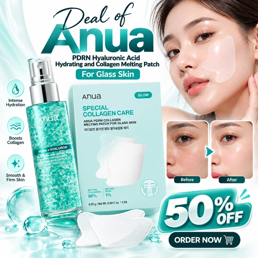 Anua PDRN Hyaluronic Acid Mist & Collagen Melting Patch Duo – Intense Hydration Glass Skin Care Set - Instant tighten skin & give glow