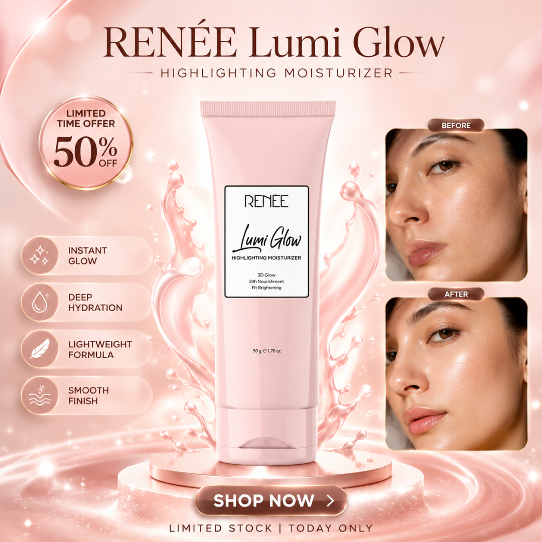 RENÉE Lumi Glow Highlighting Moisturizer – 3D Glow, 24h Moisturization – With 1% Hyaluronic Acid, 3% Niacinamide & Multivitamins – Instant Glow, Deep Hydration, Lightweight Formula – For Radiant, Healthy Skin