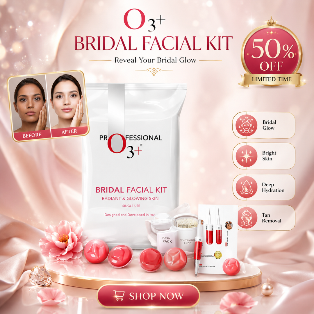 O3+ Bridal Facial Kit | 10-Step Vitamin C Glowing Skin Treatment with D-Tan Pack, Whitening Serum & Arbutin | Salon-Like Bridal Radiance at Home