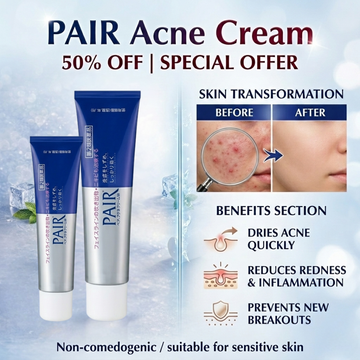 PAIR Acne Cream – Clears Acne, Fades Redness, Prevents New Breakouts – IPPN + IPMP Dual Action – Gentle, Non-Greasy, Dermatologically Tested