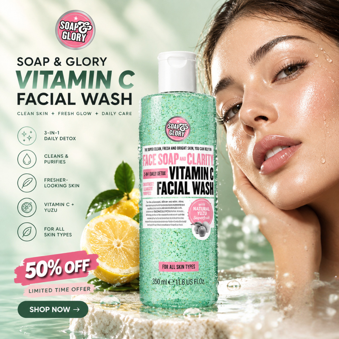 Vitamin C Facial Wash with Natural Yuzu & Mint – 3-in-1 Daily Detox – Brightens Dull Skin, Deeply Cleanses & Removes Impurities, feels cool & fresh – For Super Clean, Fresh & Bright Skin