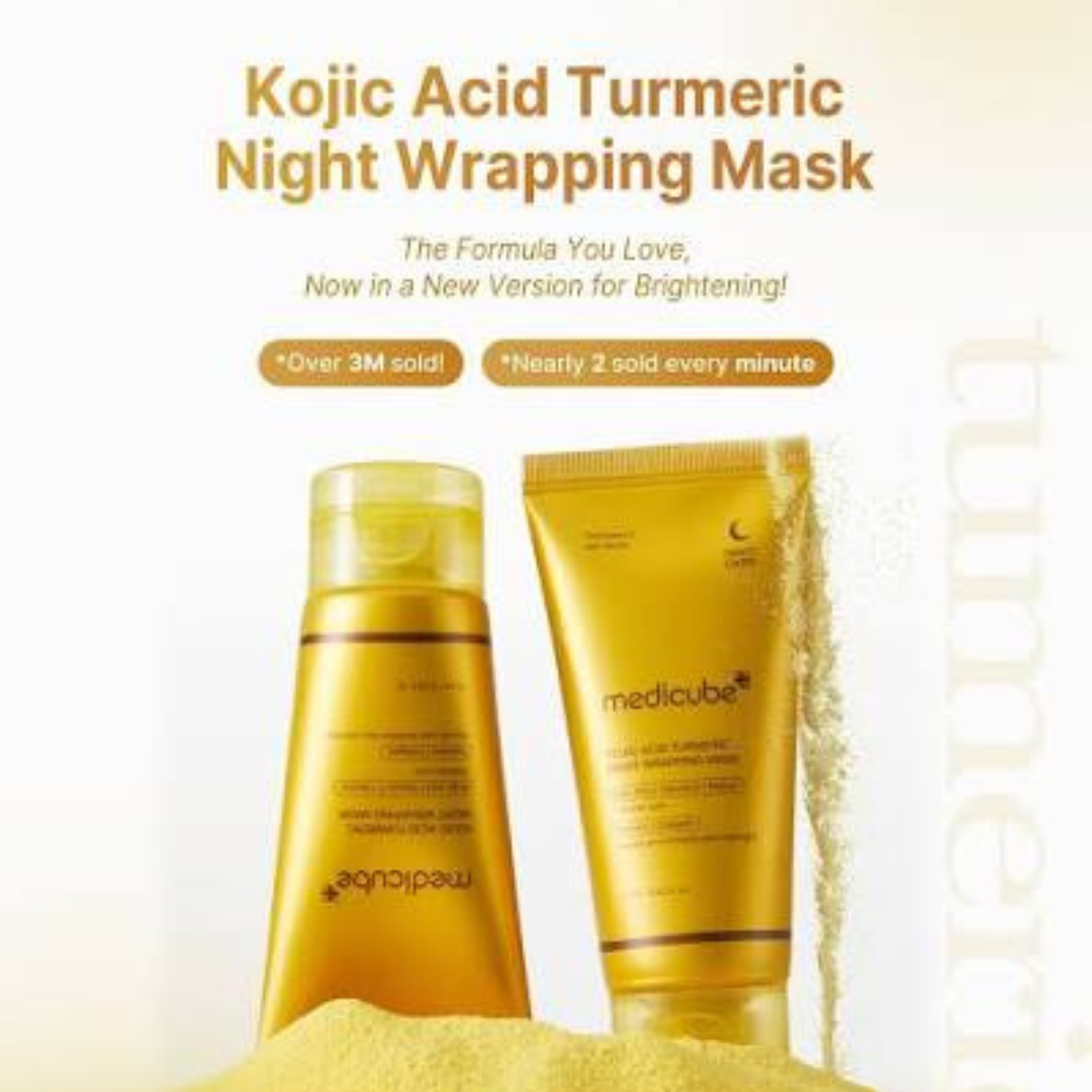 Medicube Kojic Acid Turmeric Night Wrapping Mask – Wake Up to Glowing Skin – Brighten, Even Tone & Overnight Nourishment | Remove Dark Spots & Pigmentation – Peel-Off Mask with Kojic Acid, Turmeric, Vitamin C, Retinol & Collagen