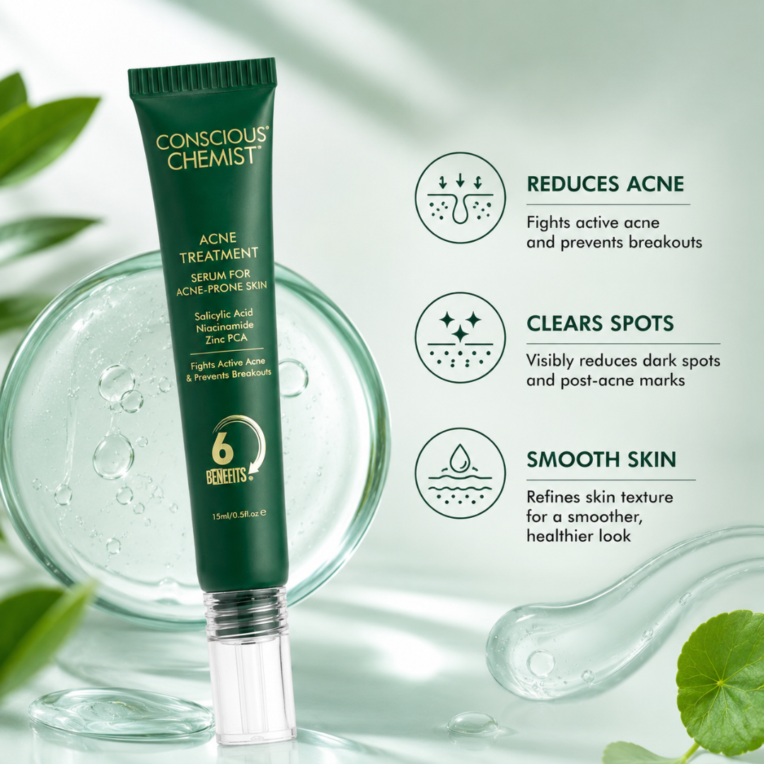 Conscious Chemist Acne Treatment Serum – Reduces Acne, Clears Spots, Smooths Skin – For Acne-Prone Skin
