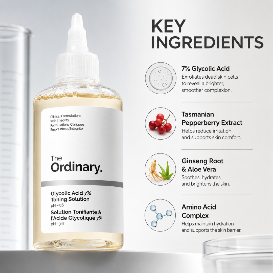 The Ordinary Glycolic Acid 7% Toning Solution – 50% OFF – Reveal Your Smoothest, Brightest Skin – Exfoliates Dead Skin Cells, Brightens Complexion, Unclogs Pores – With 7% Glycolic Acid