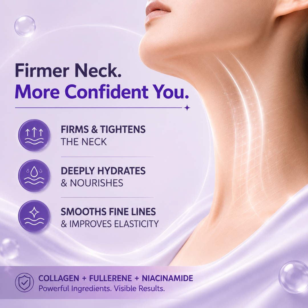 Magec Collagen Fullerene Neck Cream | Tightening & Anti-Wrinkle Formula with Collagen, Fullerene & Niacinamide | Reduces Neck Lines, Firms & Hydrates