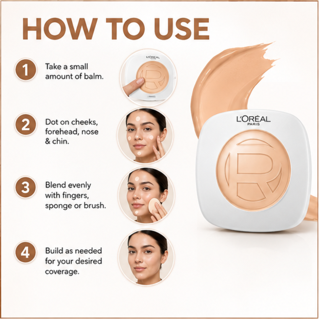 L'Oréal Paris True Match Hyaluron Tinted Balm Foundation – Skin-Like Coverage, Natural Glow – Hydration That Lasts – Lightweight, Hydrating, Evens Tone Naturally