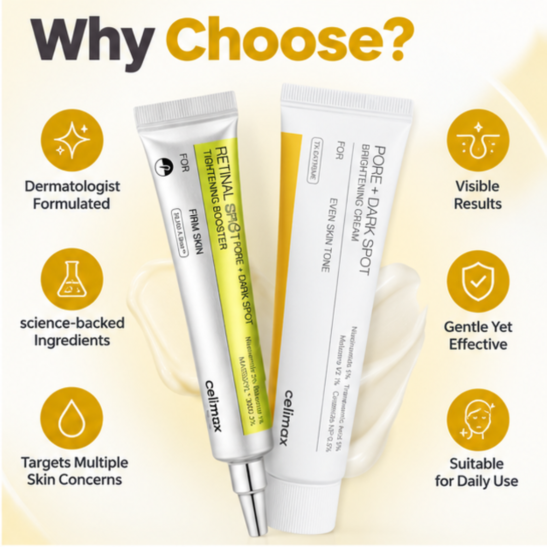 Celimax Brightening Duo ( Retinal Cream + Dark spot corrector cream ) - Reduce wrinkles, Smile lines & Fade dark spots & pigmentation - Best for All skin types