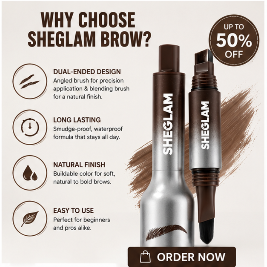 SHEGLAM Brow Sculpt & Define - Natural Strokes, Buildable Color – Waterproof, Smudge-Proof & Long-Lasting – Dual-Ended Angled Brush & Blend – Creates Fuller, Natural-Looking Brows