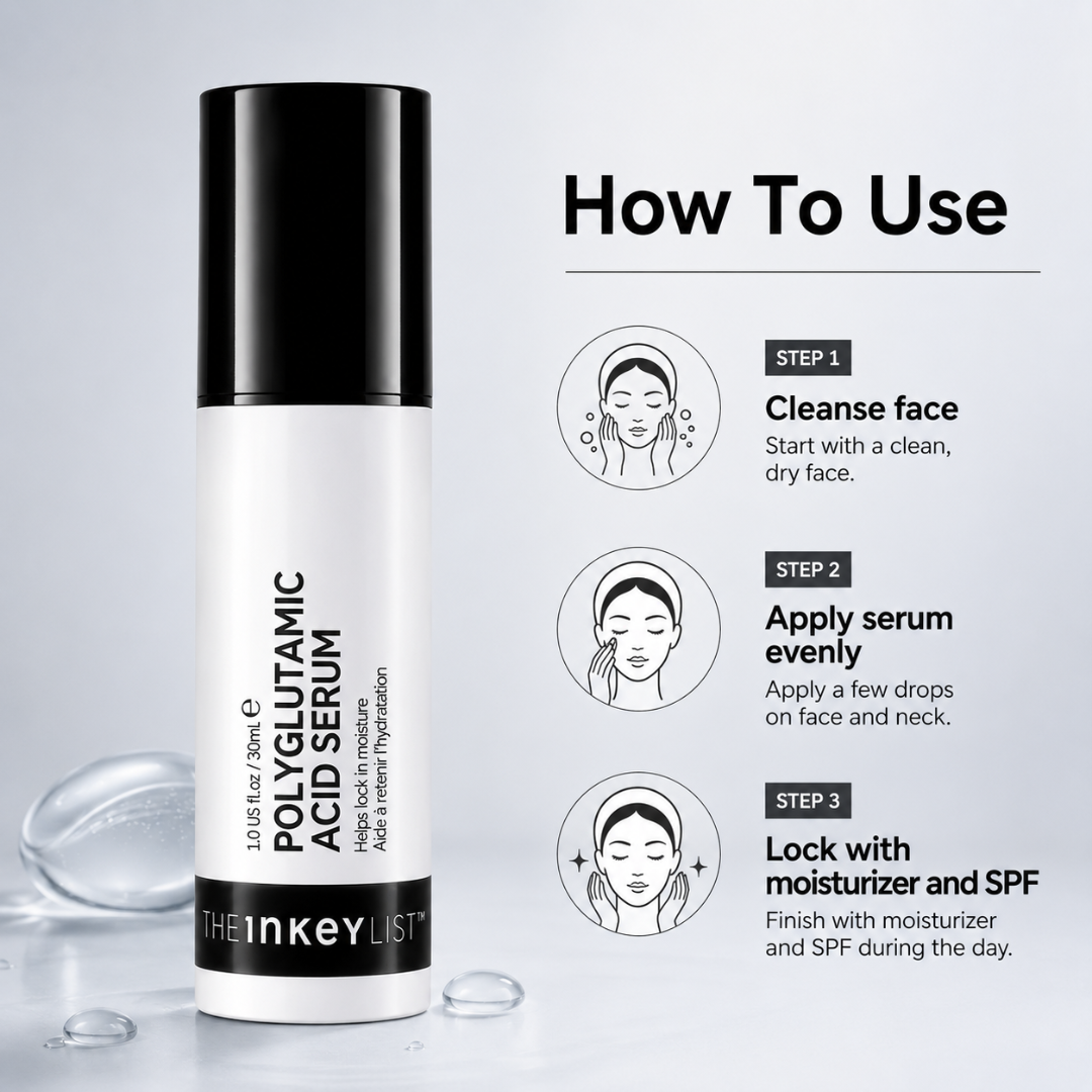 The Inkey List Polyglutamic Acid Serum – 50% OFF – Ultimate Hydration Seal – Locks in 4x More Moisture than Hyaluronic Acid – Instantly Plumps & Smooths Skin