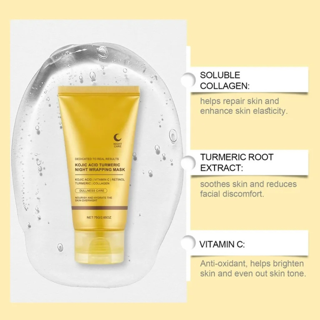 Medicube Kojic Acid Turmeric Night Wrapping Mask – Wake Up to Glowing Skin – Brighten, Even Tone & Overnight Nourishment | Remove Dark Spots & Pigmentation – Peel-Off Mask with Kojic Acid, Turmeric, Vitamin C, Retinol & Collagen