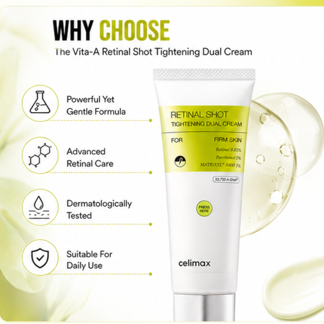 celimax The Vita-A Retinal Shot Tightening Dual Cream – Tighten, Smooth & Transform – Firms & Tightens, Reduces Wrinkles & Smooths Fine Lines