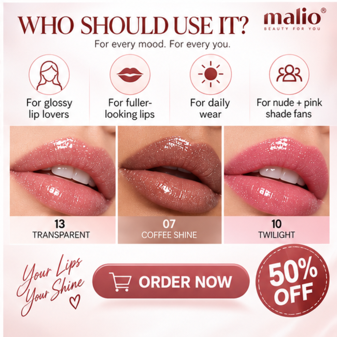 Malio Time to Shine Lip Gloss Set (Pack of 3) – Plumping & Hydrating Formula – Long-Lasting Glossy & Shimmer Shine