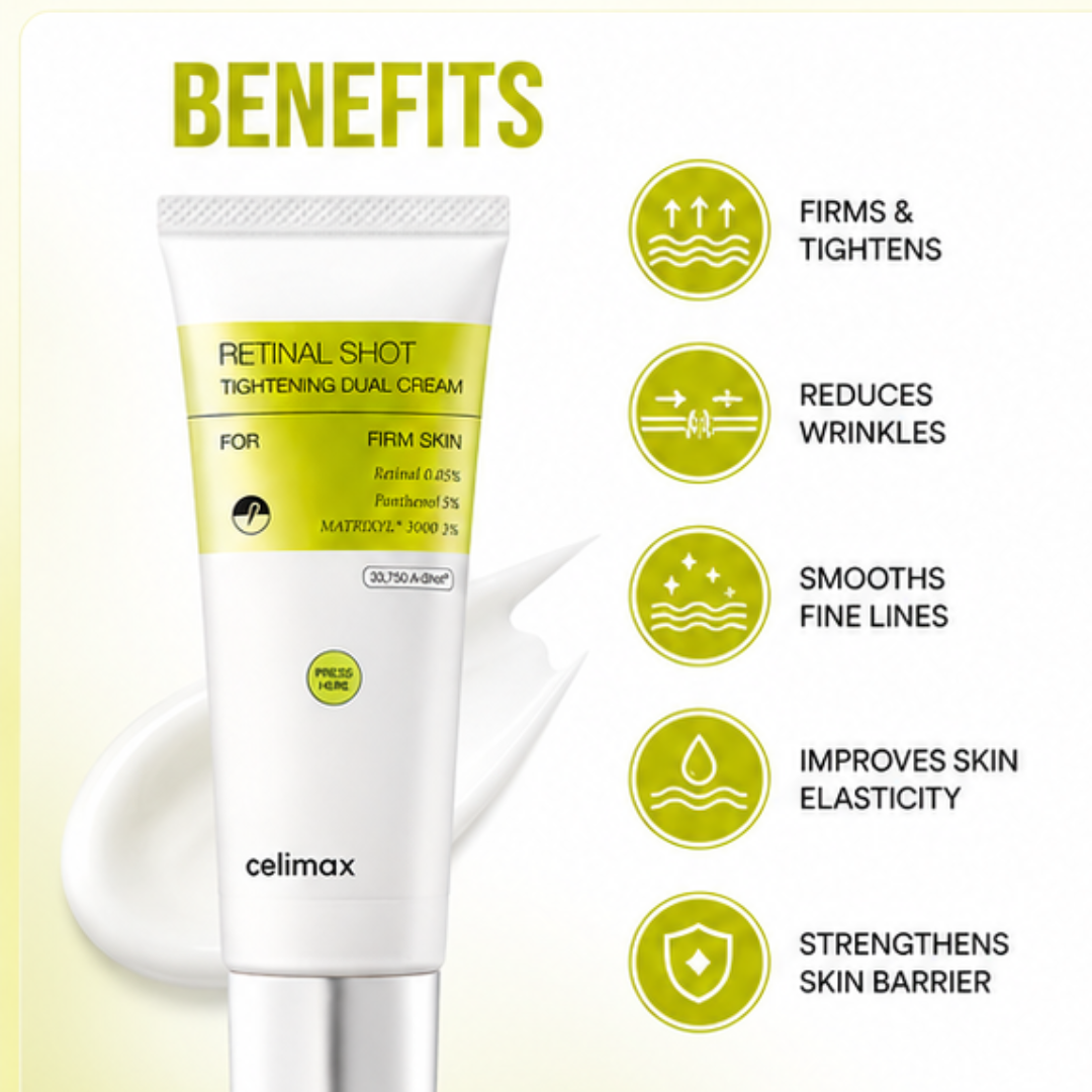 celimax The Vita-A Retinal Shot Tightening Dual Cream – Tighten, Smooth & Transform – Firms & Tightens, Reduces Wrinkles & Smooths Fine Lines