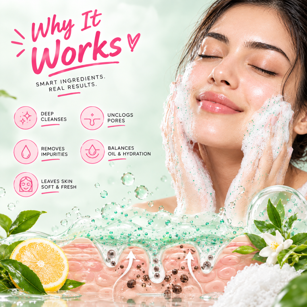 Vitamin C Facial Wash with Natural Yuzu & Mint – 3-in-1 Daily Detox – Brightens Dull Skin, Deeply Cleanses & Removes Impurities, feels cool & fresh – For Super Clean, Fresh & Bright Skin