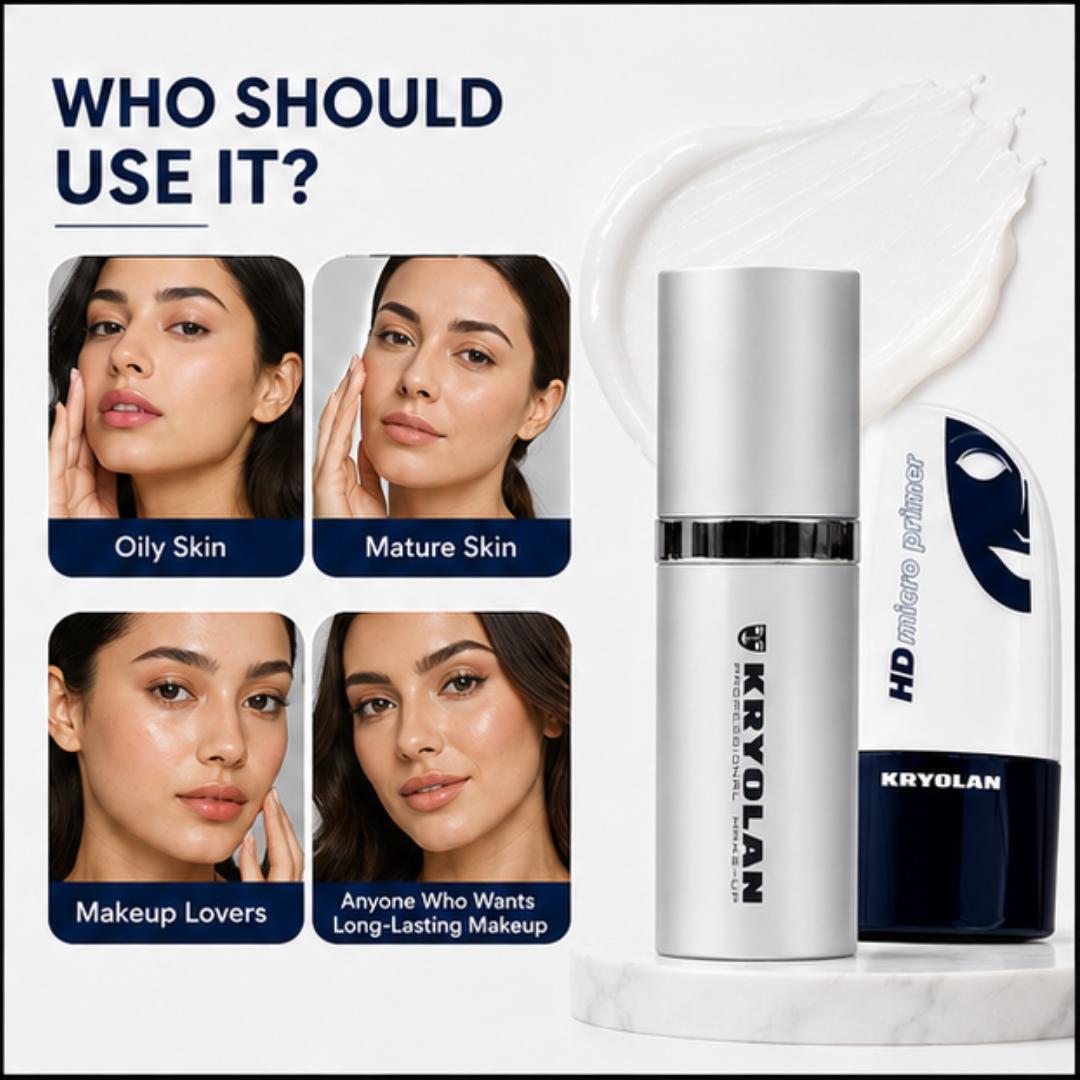 Kryolan Moisturizing Primer + HD Micro Tightening Primer Duo (Buy 1 Get 1 FREE)  – Prep, Protect & Perfect – Micro HD Technology Blurs Pores & Fine Lines – Hydrates, Tightens & Locks Makeup