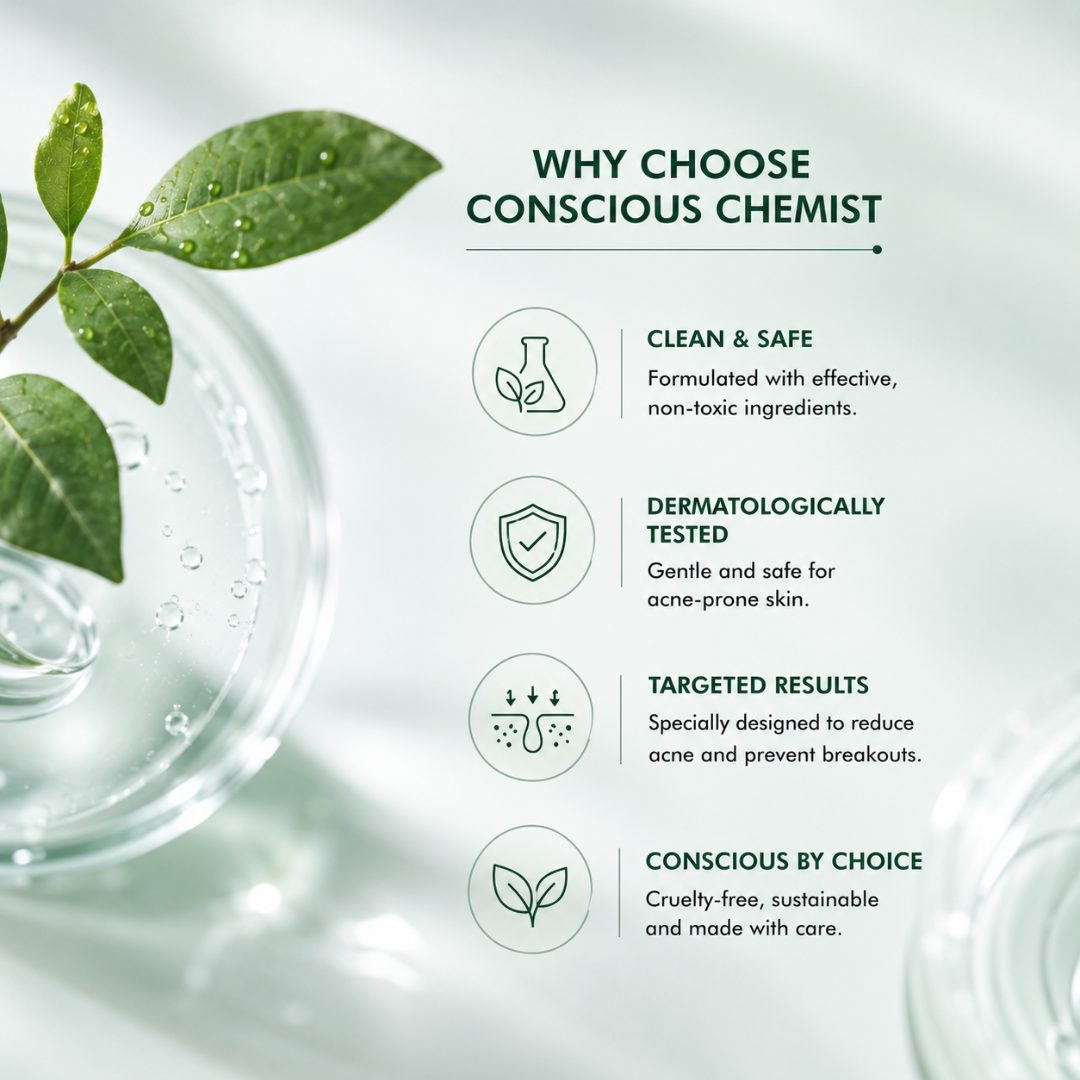 Conscious Chemist Acne Treatment Serum – Reduces Acne, Clears Spots, Smooths Skin – For Acne-Prone Skin