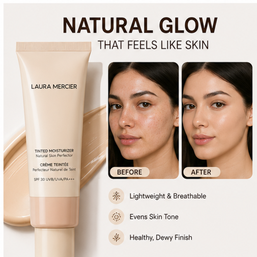 LAURA MERCIER Tinted Moisturizer Natural Skin Perfector – Crème Teintée – Hydration, Buildable Coverage & SPF 30 – Natural, Dewy Finish – Evens Skin Tone, Smooths Texture – Lightweight, Dermatologist Tested
