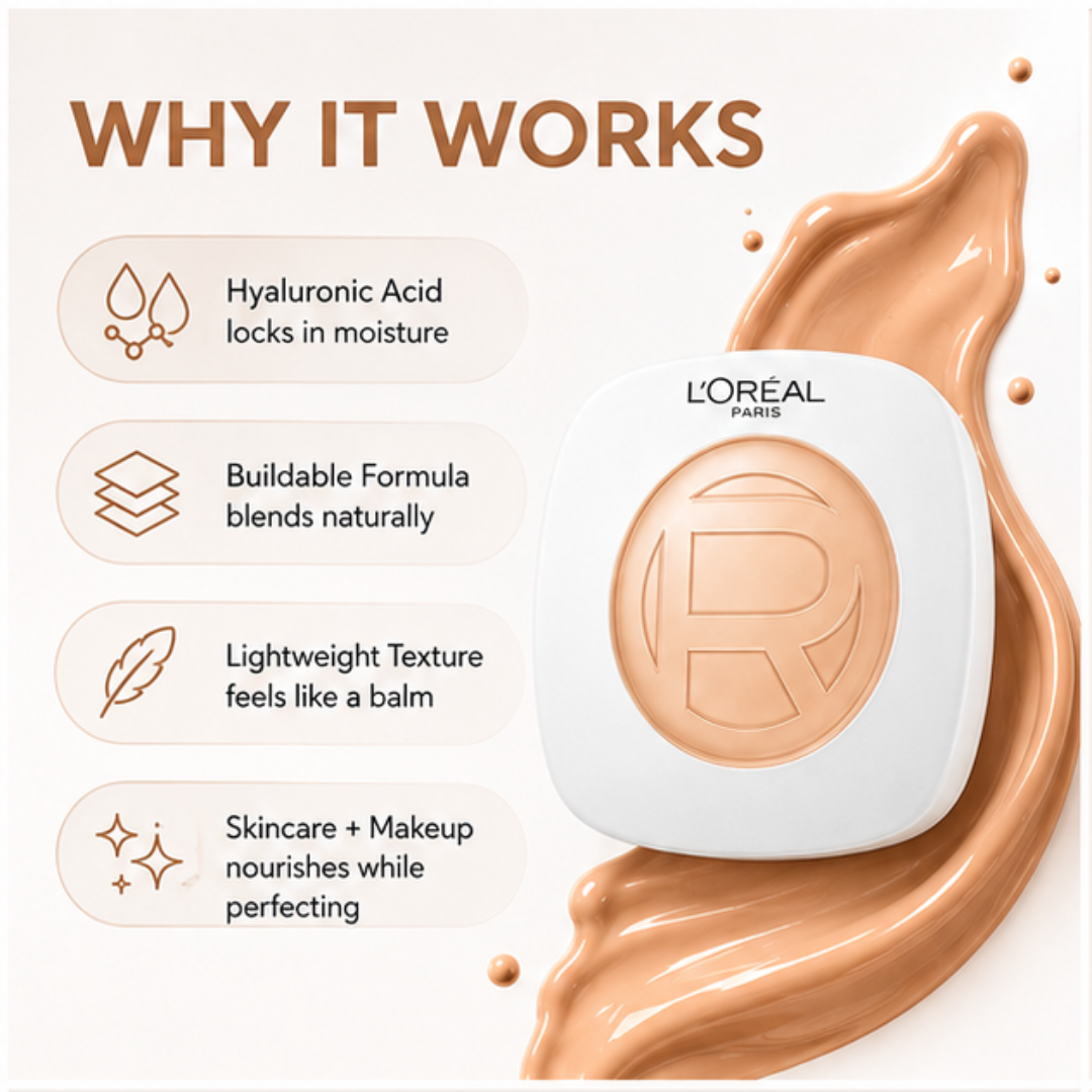 L'Oréal Paris True Match Hyaluron Tinted Balm Foundation – Skin-Like Coverage, Natural Glow – Hydration That Lasts – Lightweight, Hydrating, Evens Tone Naturally