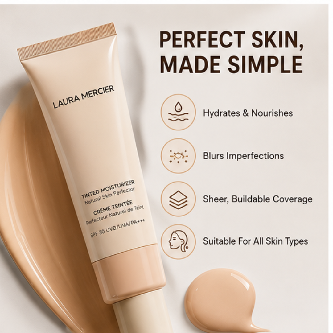 LAURA MERCIER Tinted Moisturizer Natural Skin Perfector – Crème Teintée – Hydration, Buildable Coverage & SPF 30 – Natural, Dewy Finish – Evens Skin Tone, Smooths Texture – Lightweight, Dermatologist Tested