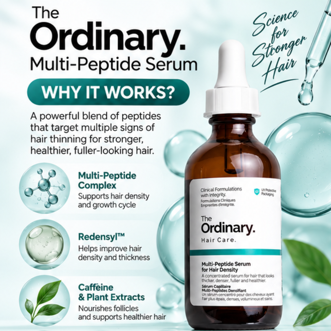 The Ordinary Multi-Peptide Serum for Hair Density – Thicker, Stronger & Healthier Hair – Promotes Hair Growth, Strengthens Strands & Improves Density