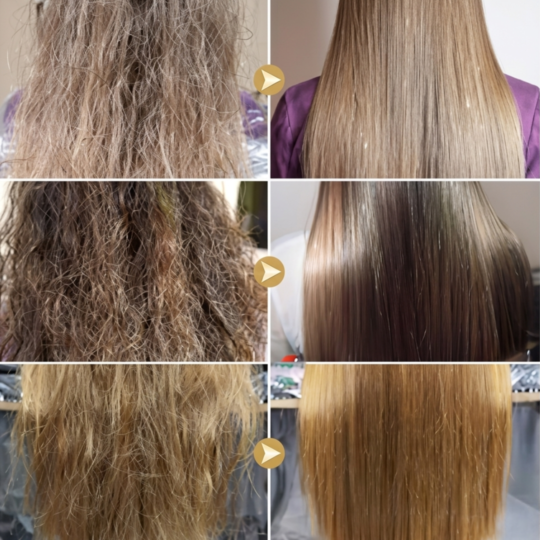 Glamorous Face Hair Rebounding Kit – Straight, Smooth & Shiny Hair – Collagen Care Formula – Includes Straightener + Neutralizer – Salon Treatment at Home – For Frizzy, Dry, Unmanageable Hair