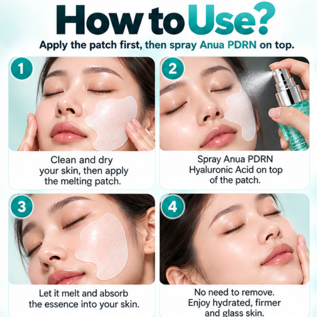 Anua PDRN Hyaluronic Acid Mist & Collagen Melting Patch Duo – Intense Hydration Glass Skin Care Set - Instant tighten skin & give glow