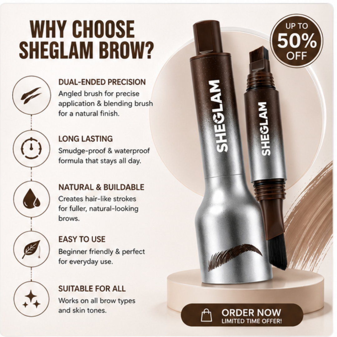 SHEGLAM Brow Sculpt & Define - Natural Strokes, Buildable Color – Waterproof, Smudge-Proof & Long-Lasting – Dual-Ended Angled Brush & Blend – Creates Fuller, Natural-Looking Brows