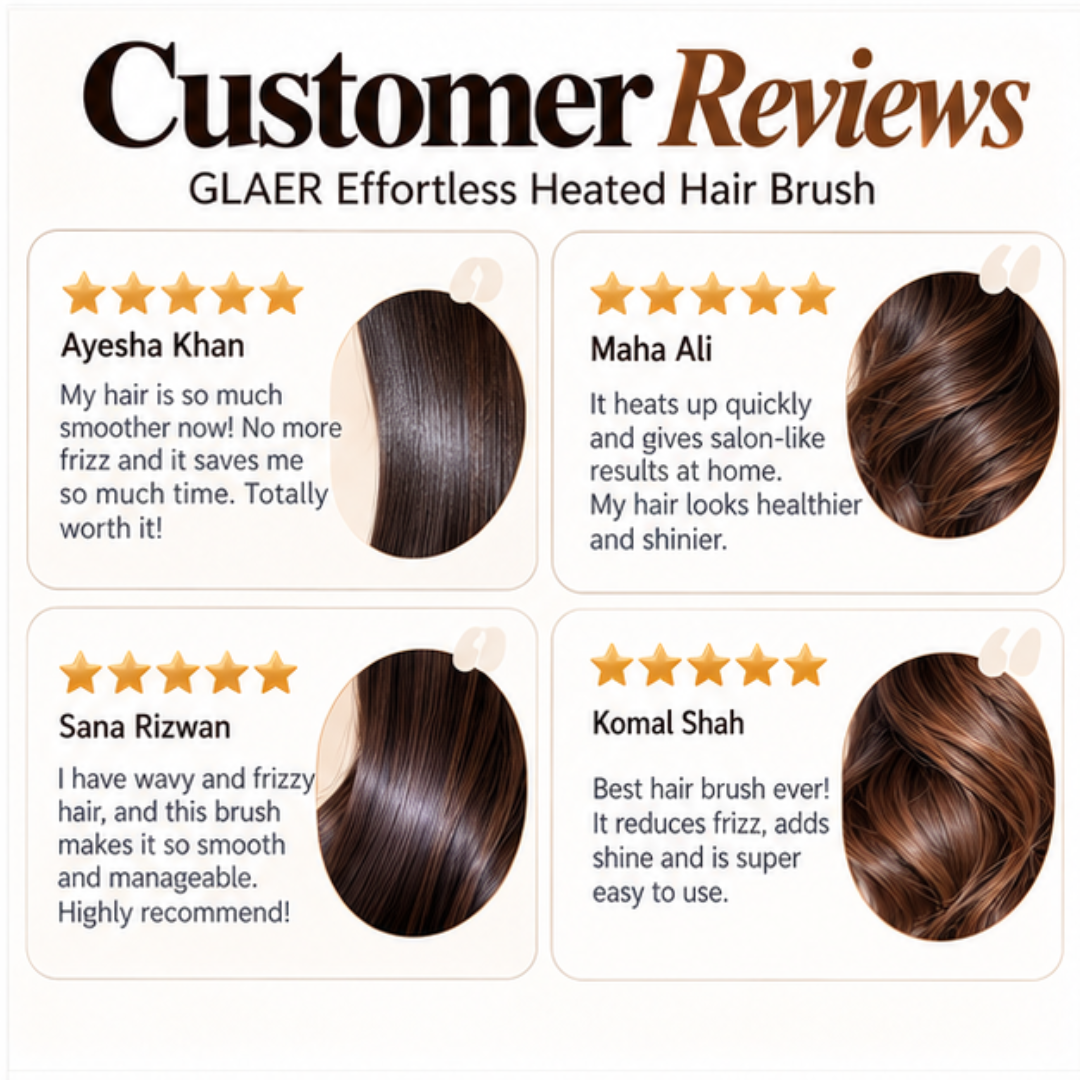 GLAER Effortless Heated Hair Brush – Anti-Frizz Ceramic Straightening Brush for Smooth, Shiny Hair