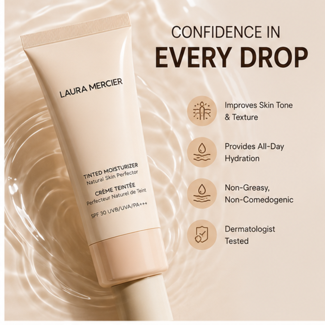 LAURA MERCIER Tinted Moisturizer Natural Skin Perfector – Crème Teintée – Hydration, Buildable Coverage & SPF 30 – Natural, Dewy Finish – Evens Skin Tone, Smooths Texture – Lightweight, Dermatologist Tested