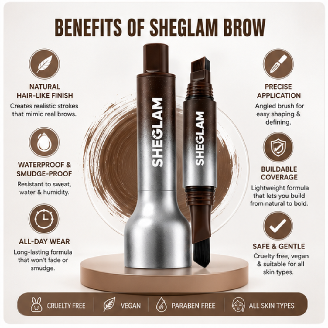 SHEGLAM Brow Sculpt & Define - Natural Strokes, Buildable Color – Waterproof, Smudge-Proof & Long-Lasting – Dual-Ended Angled Brush & Blend – Creates Fuller, Natural-Looking Brows