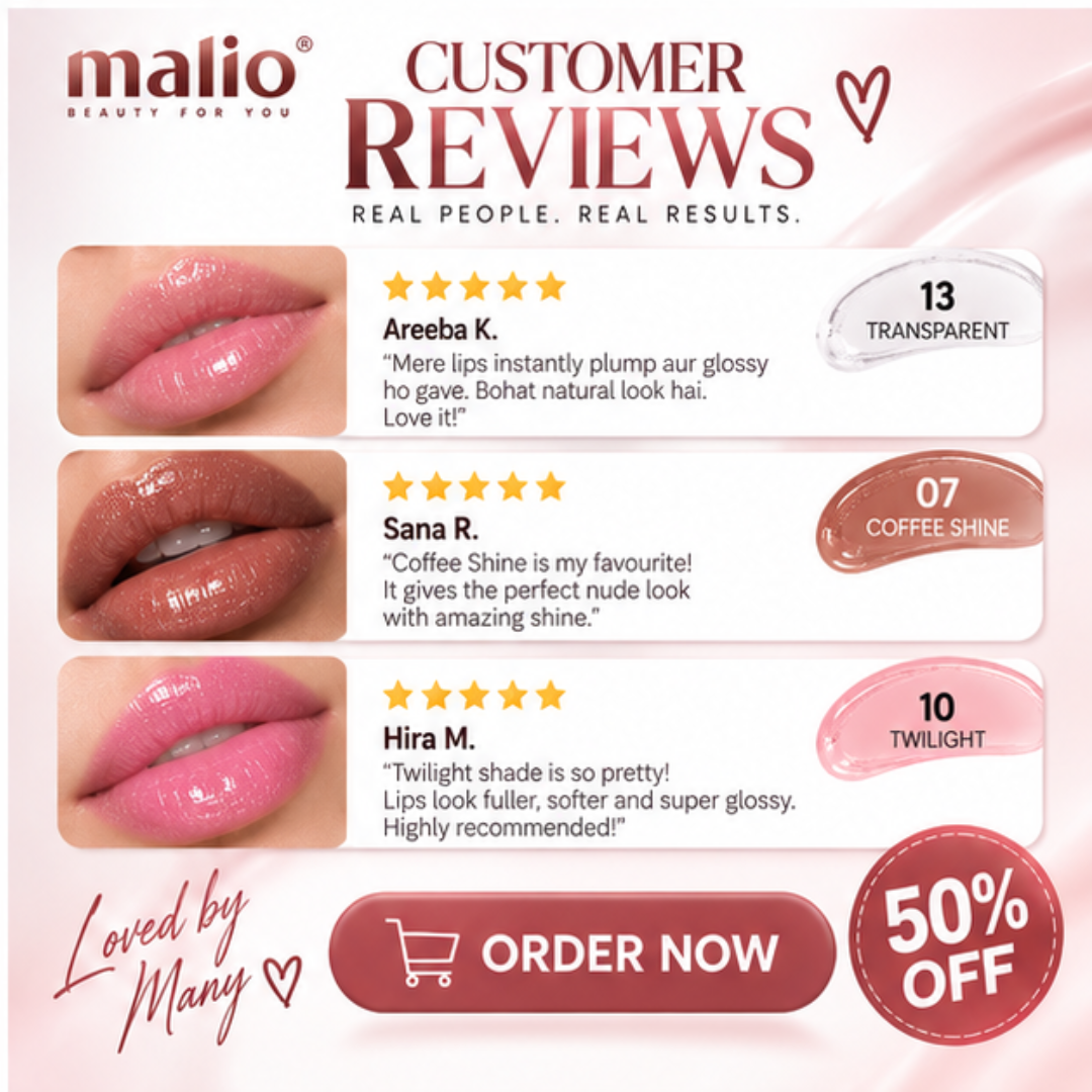 Malio Time to Shine Lip Gloss Set (Pack of 3) – Plumping & Hydrating Formula – Long-Lasting Glossy & Shimmer Shine