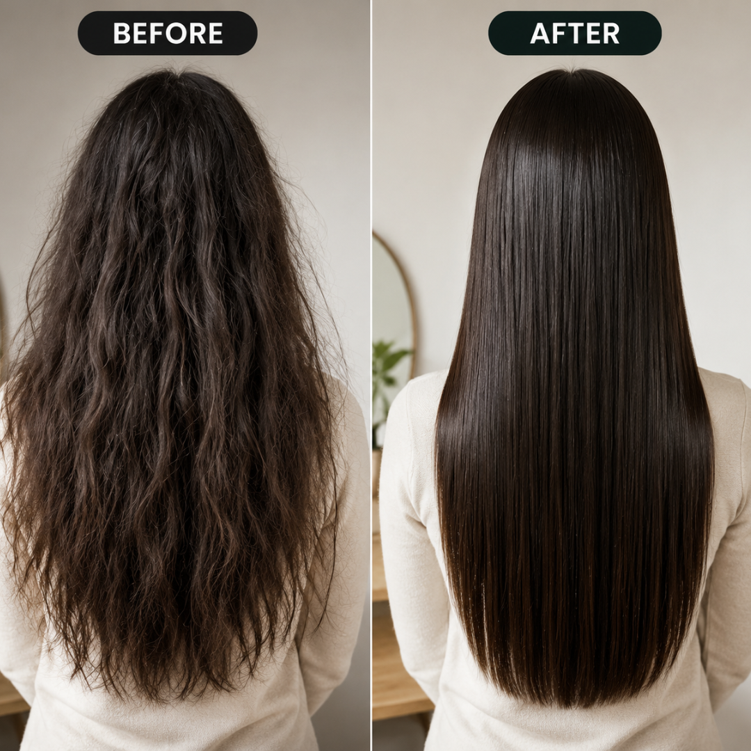 Glamorous Face Hair Rebounding Kit – Straight, Smooth & Shiny Hair – Collagen Care Formula – Includes Straightener + Neutralizer – Salon Treatment at Home – For Frizzy, Dry, Unmanageable Hair