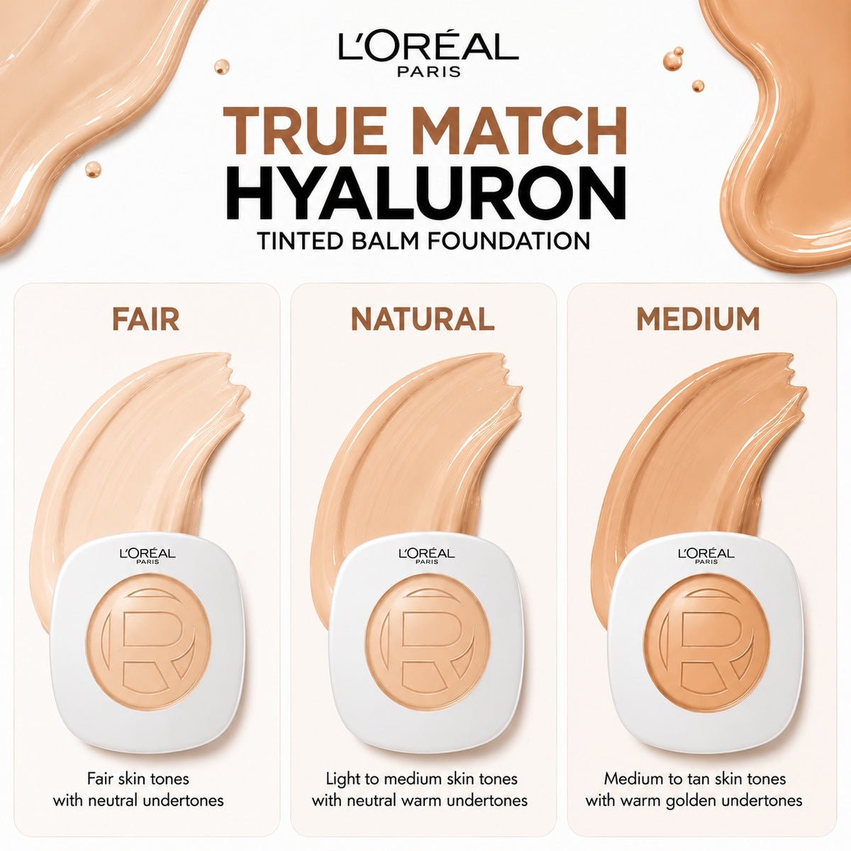 L'Oréal Paris True Match Hyaluron Tinted Balm Foundation – Skin-Like Coverage, Natural Glow – Hydration That Lasts – Lightweight, Hydrating, Evens Tone Naturally