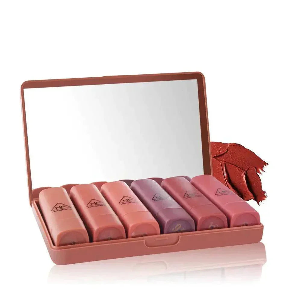 6 Pcs Heng Feng Matte Lipstick With Mirror